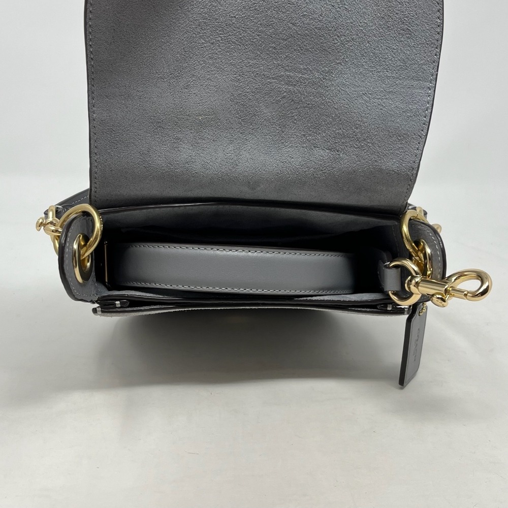 COACH Kleo Shoulder Bag 17 Crossbody Gray Leather Suede Granite Saddle C5687 - Picture 6 of 16